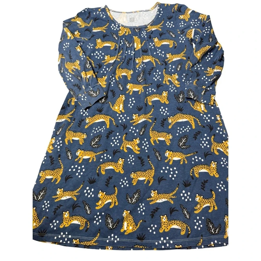 Winter Water Factory Blue Leopard Organic Cotton Dress Women's Small Made USA - Picture 2 of 6